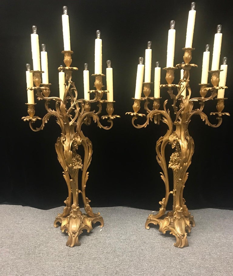 Pair of French Louis XV Ormolu Candelabra For Sale at 1stDibs