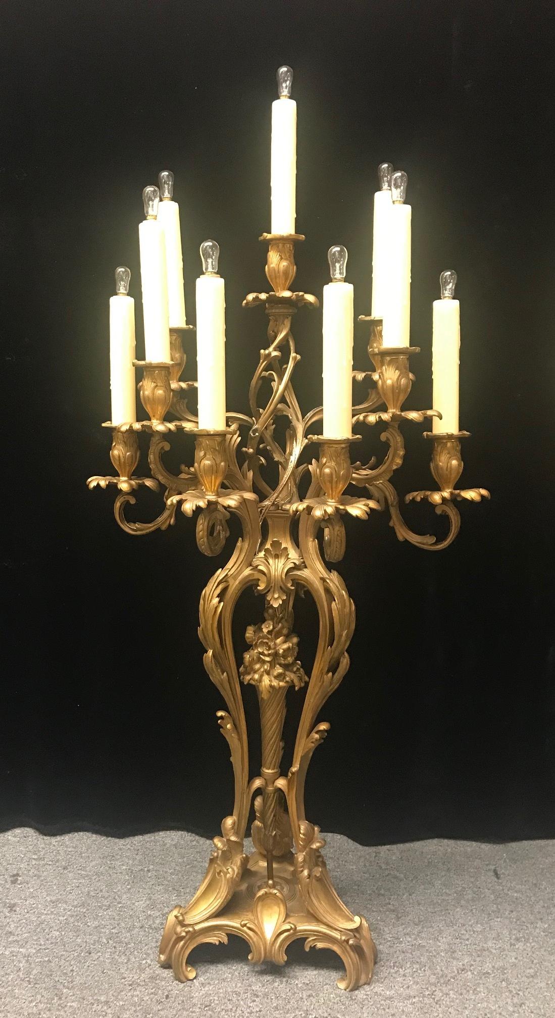 Pair of French Louis XV Ormolu Candelabra In Good Condition In Cypress, CA