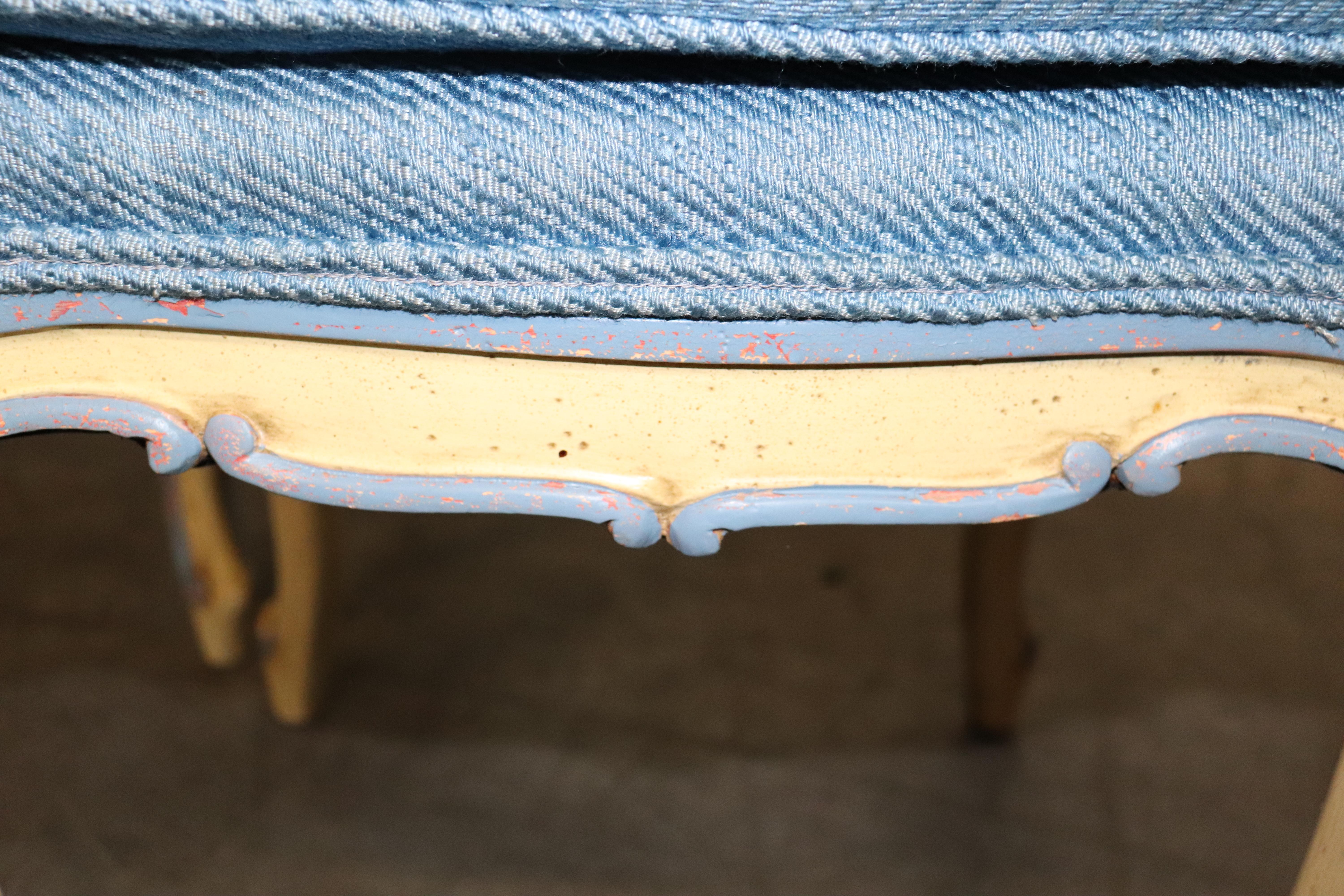 Pair of French Louis XV Painted Foot Stools Ottomans, Circa 1940 For Sale 2