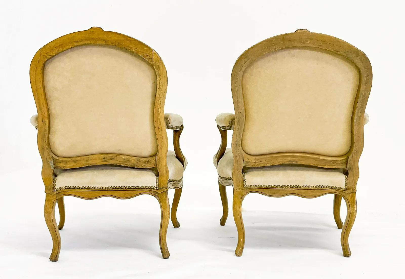 18th Century Pair of French Louis XV Period Fauteuils, Circa 1760