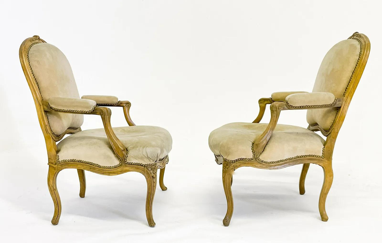 Beech Pair of French Louis XV Period Fauteuils, Circa 1760