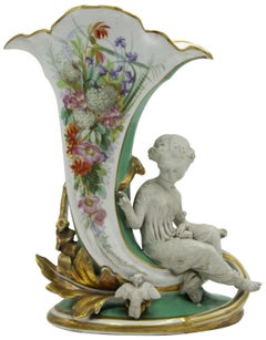 Pair of French Louis XV Porcelain Cornucopia Vases