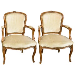 Pair of French Louis XV Refined Fauteuils