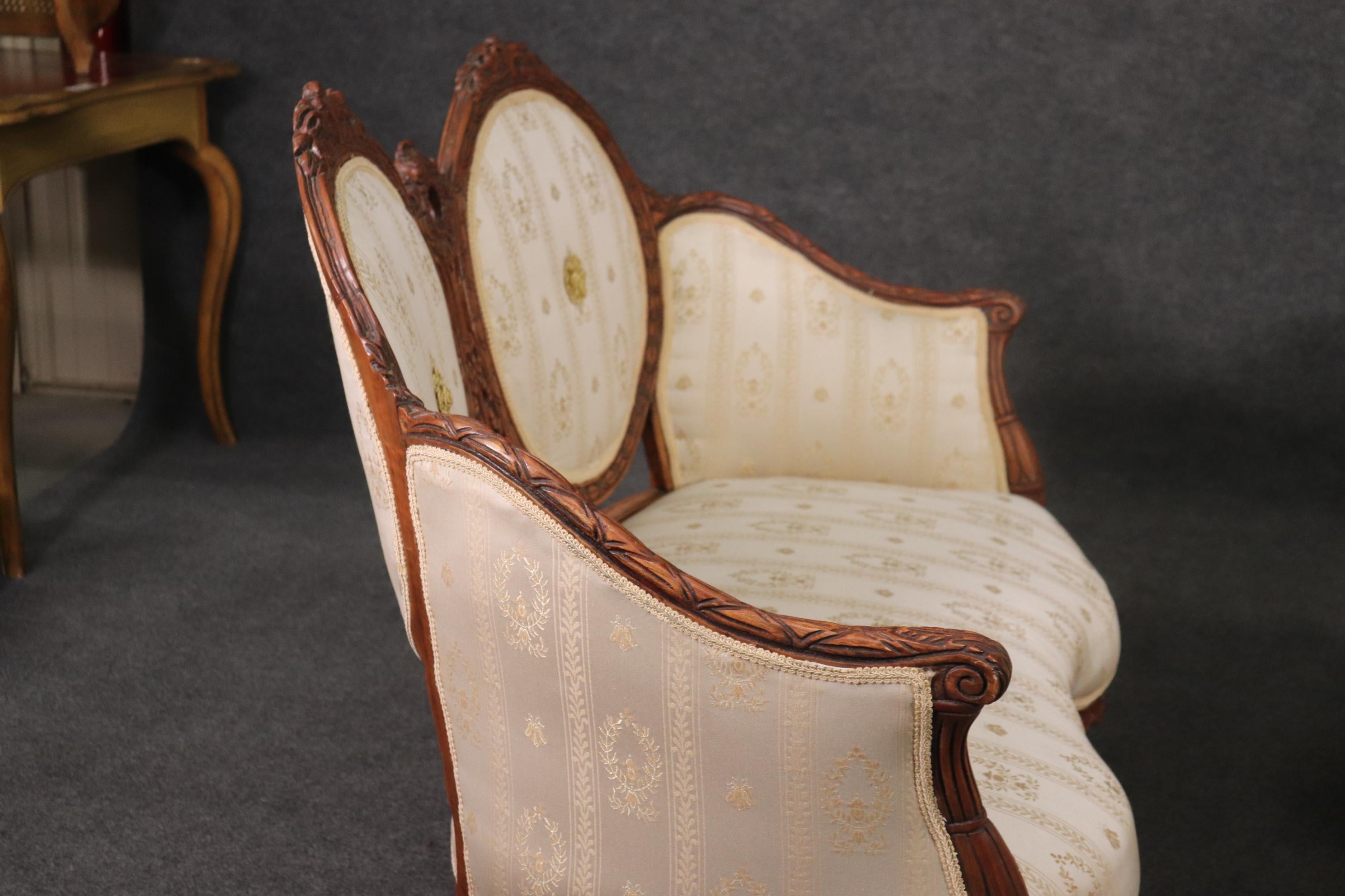 Pair of French Louis XV Style 1920s Era Oval Back Settees  4