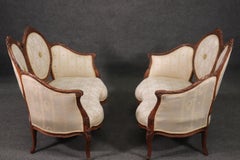 Pair of French Louis XV Style 1920s Era Oval Back Settees