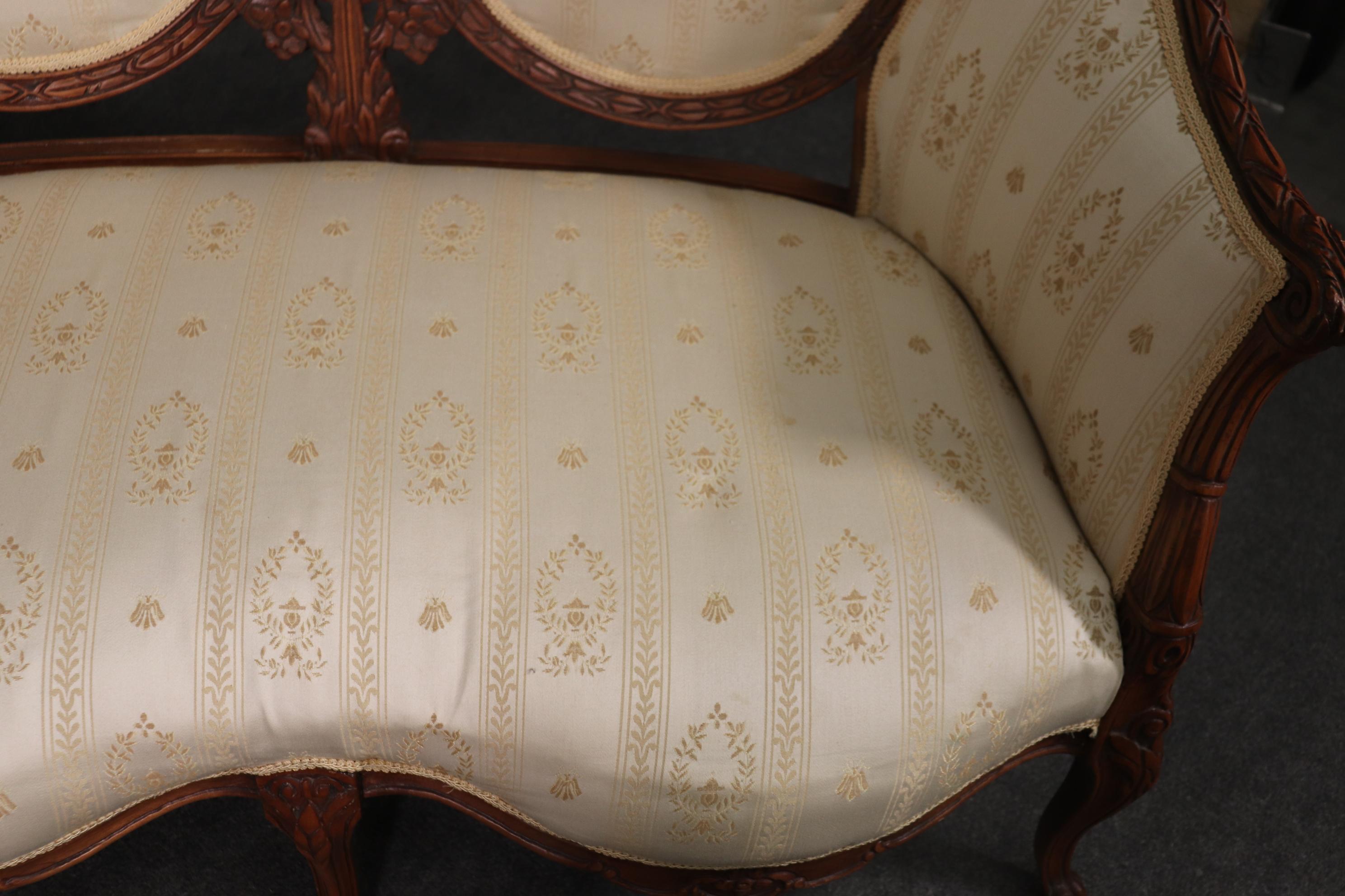 Pair of French Louis XV Style 1920s Era Oval Back Settees  1