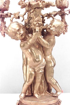 Pair of French Louis XV Style Bronze Dore Candelabras