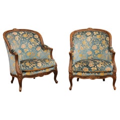 19th Century French Louis XV Bergere Arm Chair in a Fine Floral Uphols