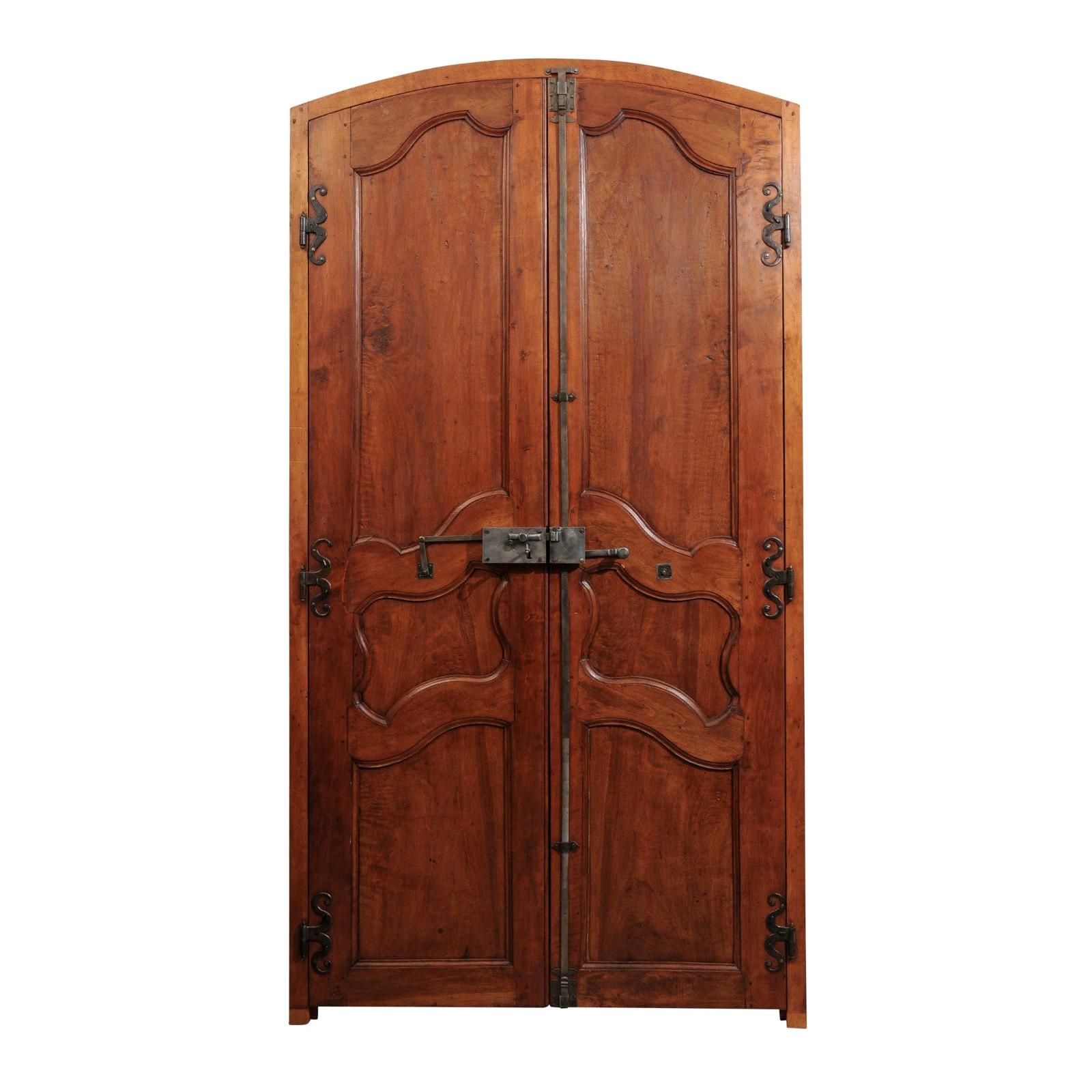 Pair of French Louis XV Style 19th Century Doors in Alder Wood with Custom Frame