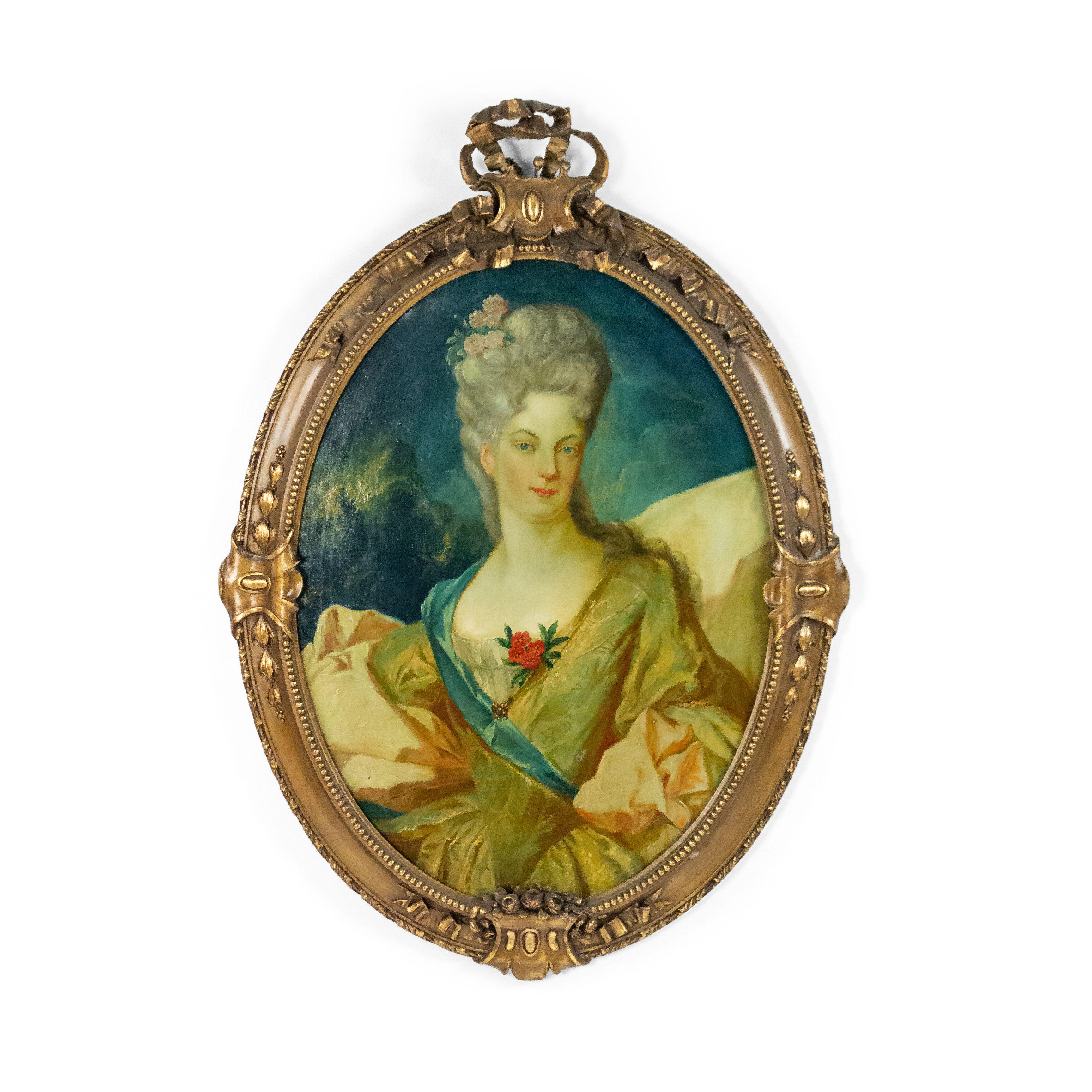 Paire de portraits de femmes de style Louis XV du 19ème siècle français en vente 6