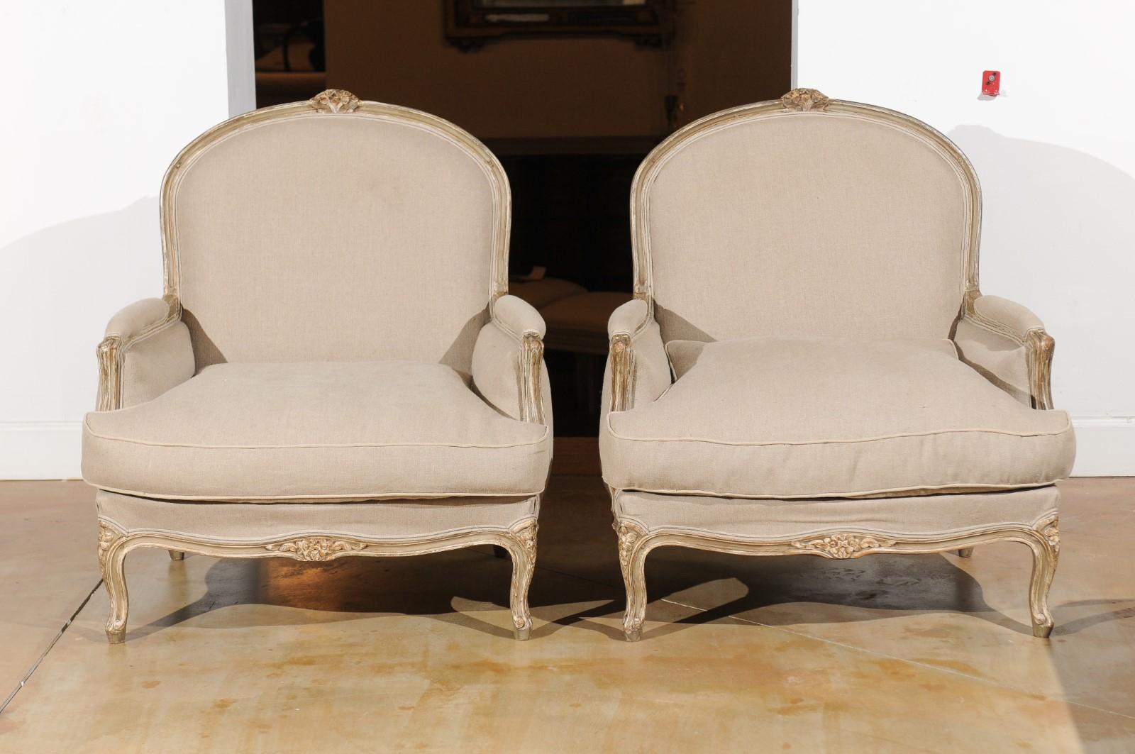Pair of French Louis XV Style 19th Century Marquises Chairs with Upholstery 6