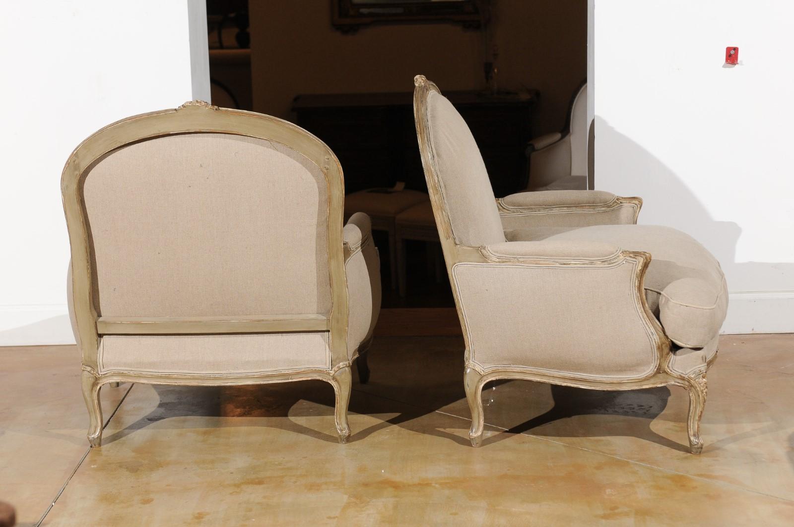 Pair of French Louis XV Style 19th Century Marquises Chairs with Upholstery 3
