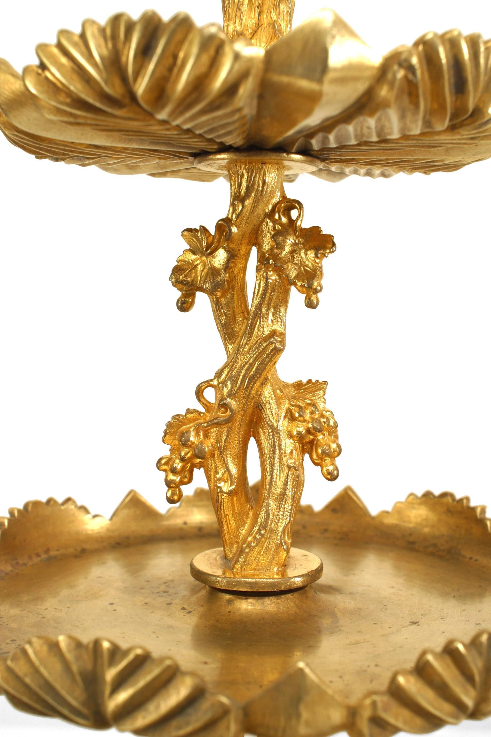 Pair of French Louis XV Bronze Dore 3 Tier Compotes In Good Condition For Sale In New York, NY
