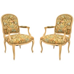 Pair of French Louis XV Bleached Armchairs
