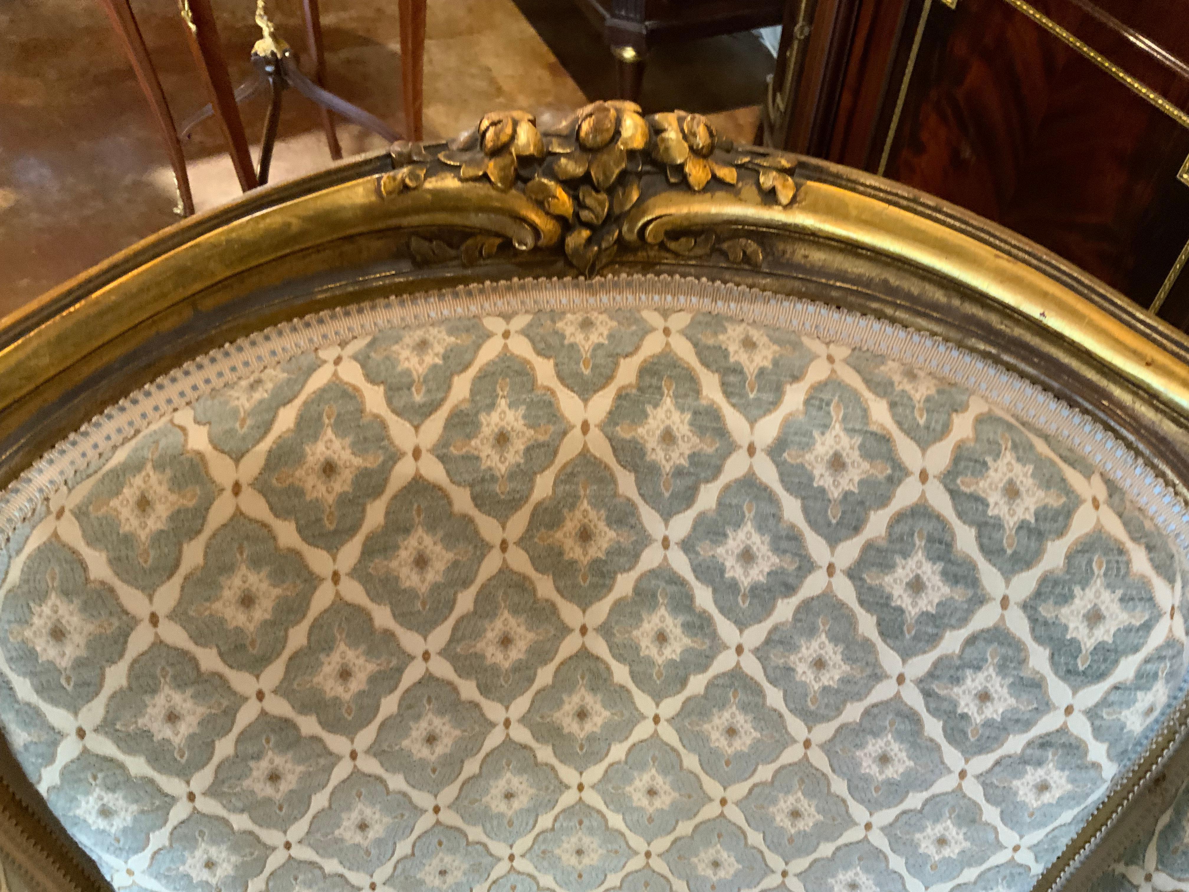 Giltwood Pair of French Louis XV—Style antique giltwood bergere chairs For Sale