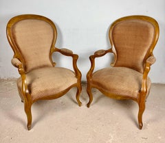 Pair of French Louis XV Style Armchairs, Mid 20th-Century