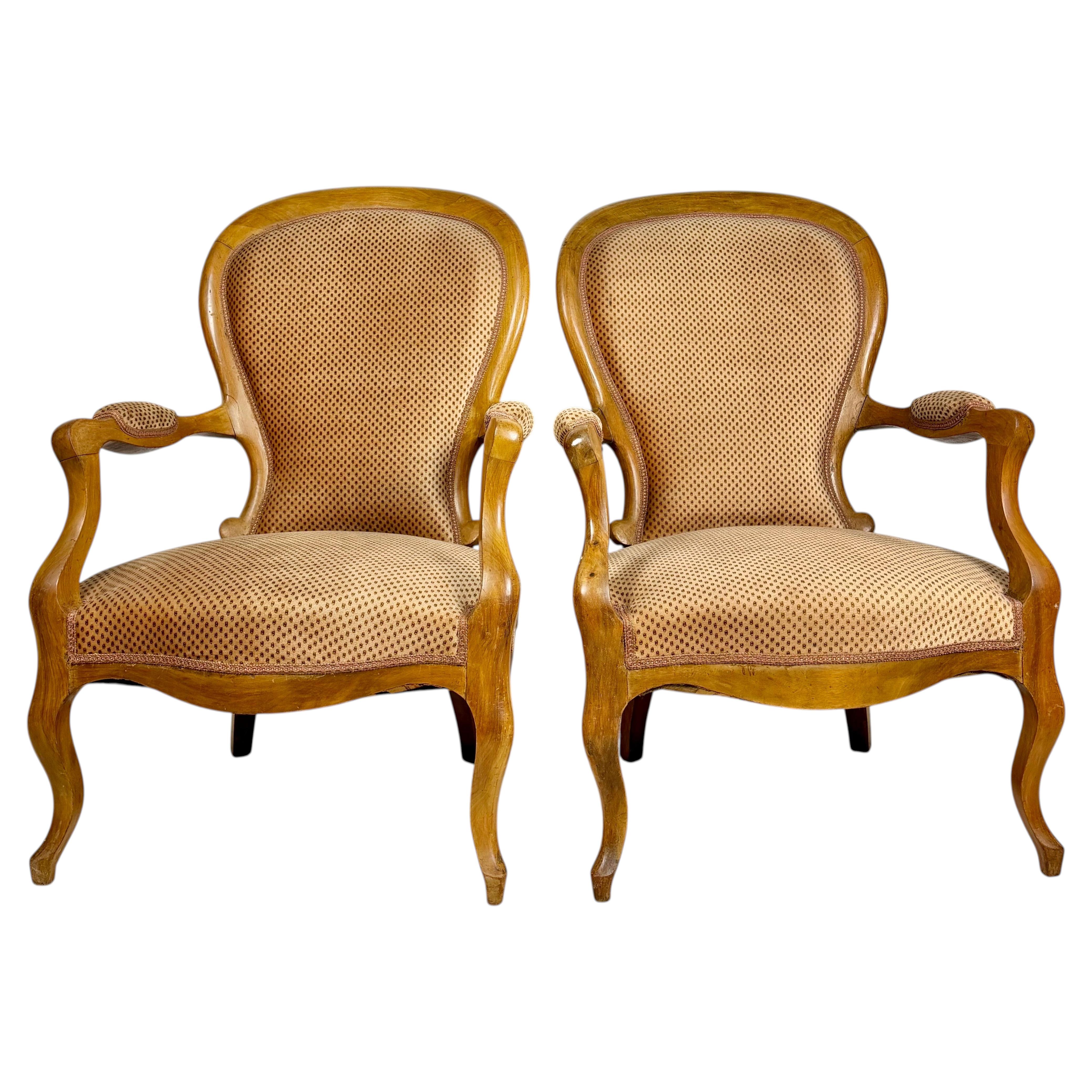 Pair of French Louis XV Style Armchairs, Mid 20th-Century