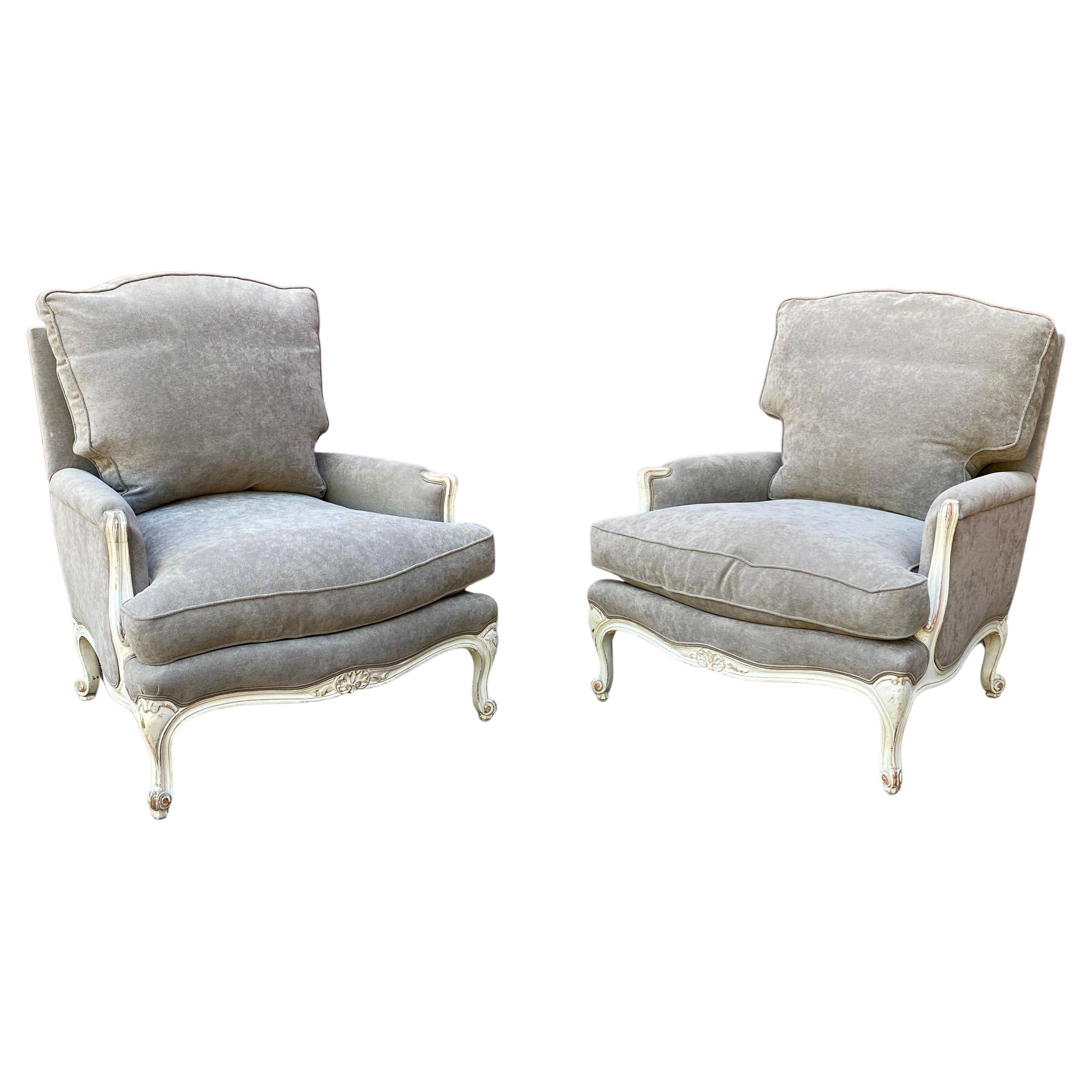 Pair of French Louis XV Style Armchairs For Sale
