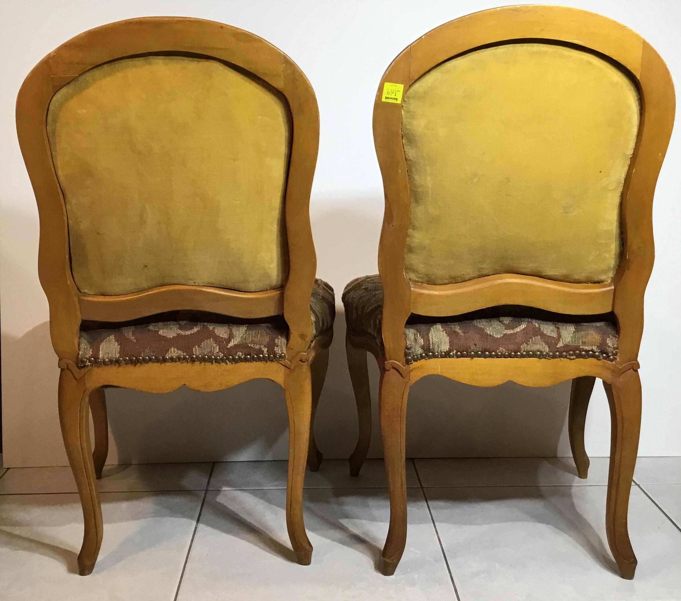 Pair of French Louis XV Style Aubusson Upholstered Chairs 3