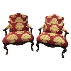 Pair of French Louis XV Style Bergère Armchairs