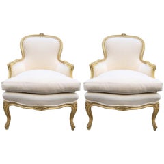 Pair of French Louis XV Style Bergère Chairs