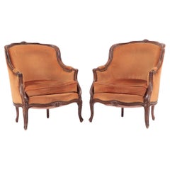 Pair of French Louis XV Style Bergere Chairs