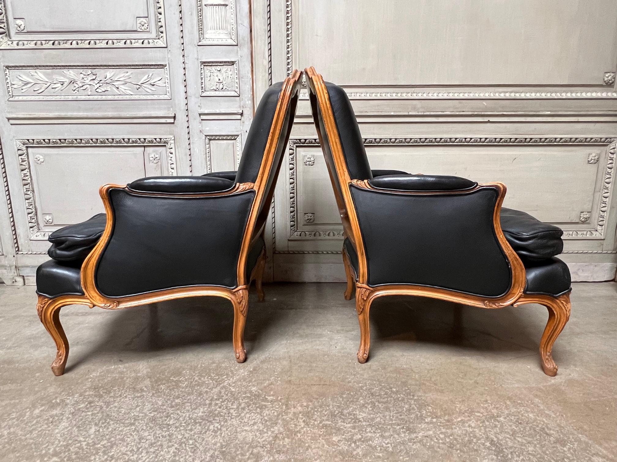 Stained Pair of French Louis XV Style Bergeres