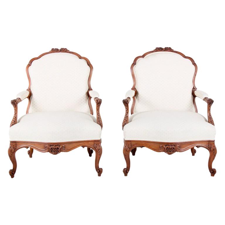 Pair of French Louis XV-Style Bergeres
