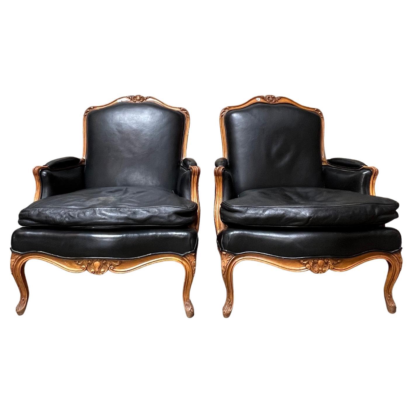 Pair of French Louis XV Style Bergeres