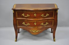Pair of French Louis XV Style Bombe Commode Banded Top Chest of Drawers
