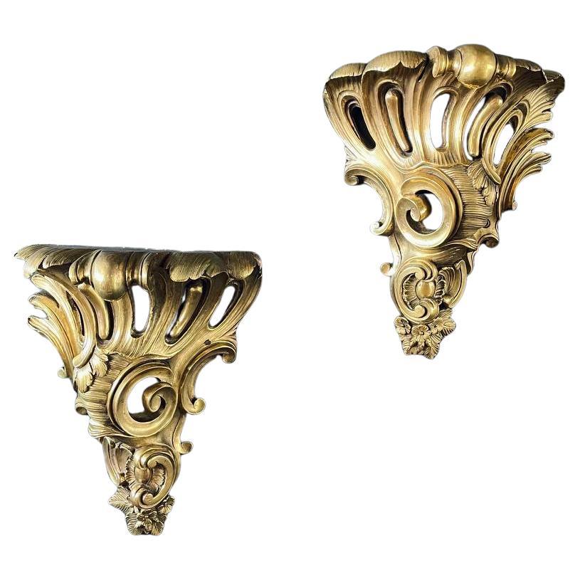 Pair of French Louis XV-Style Brass Wall Sconces