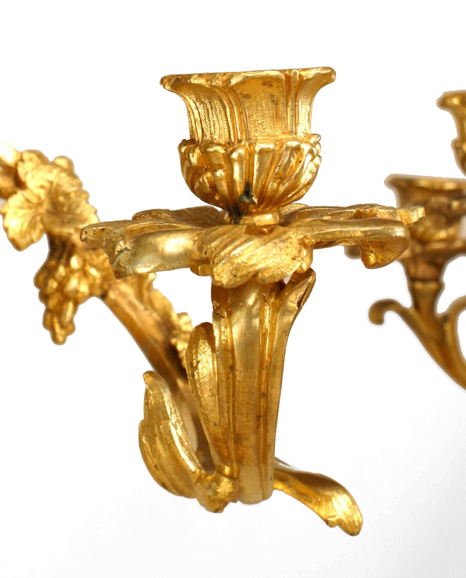 Pair of French Louis XV Bronze Dore Candelabras For Sale 4