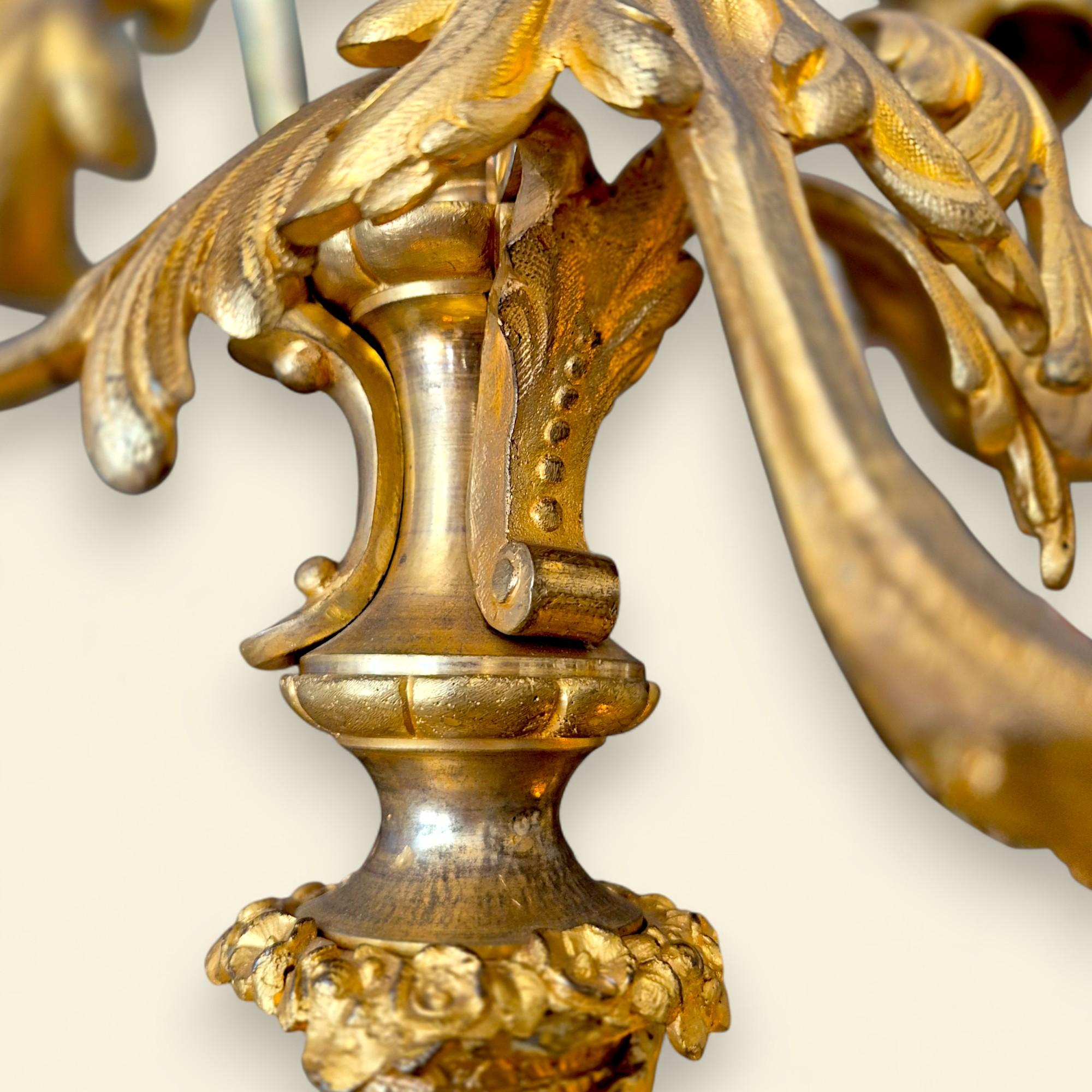 Pair of French Louis XV Style Bronze Dore Cupid Candelabras, 19th Century For Sale 15