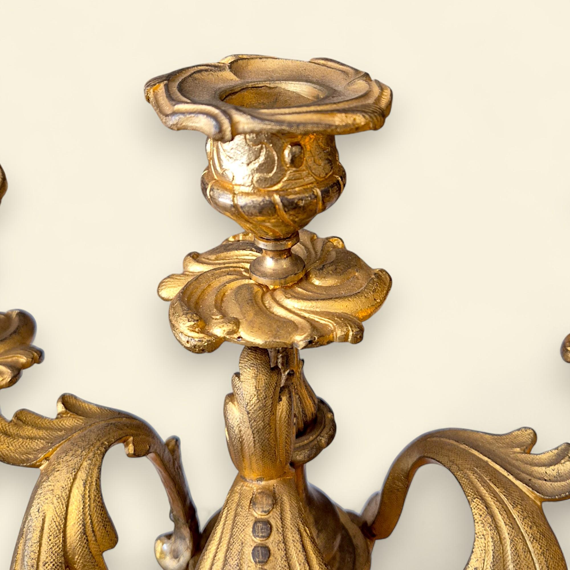Pair of French Louis XV Style Bronze Dore Cupid Candelabras, 19th Century For Sale 4