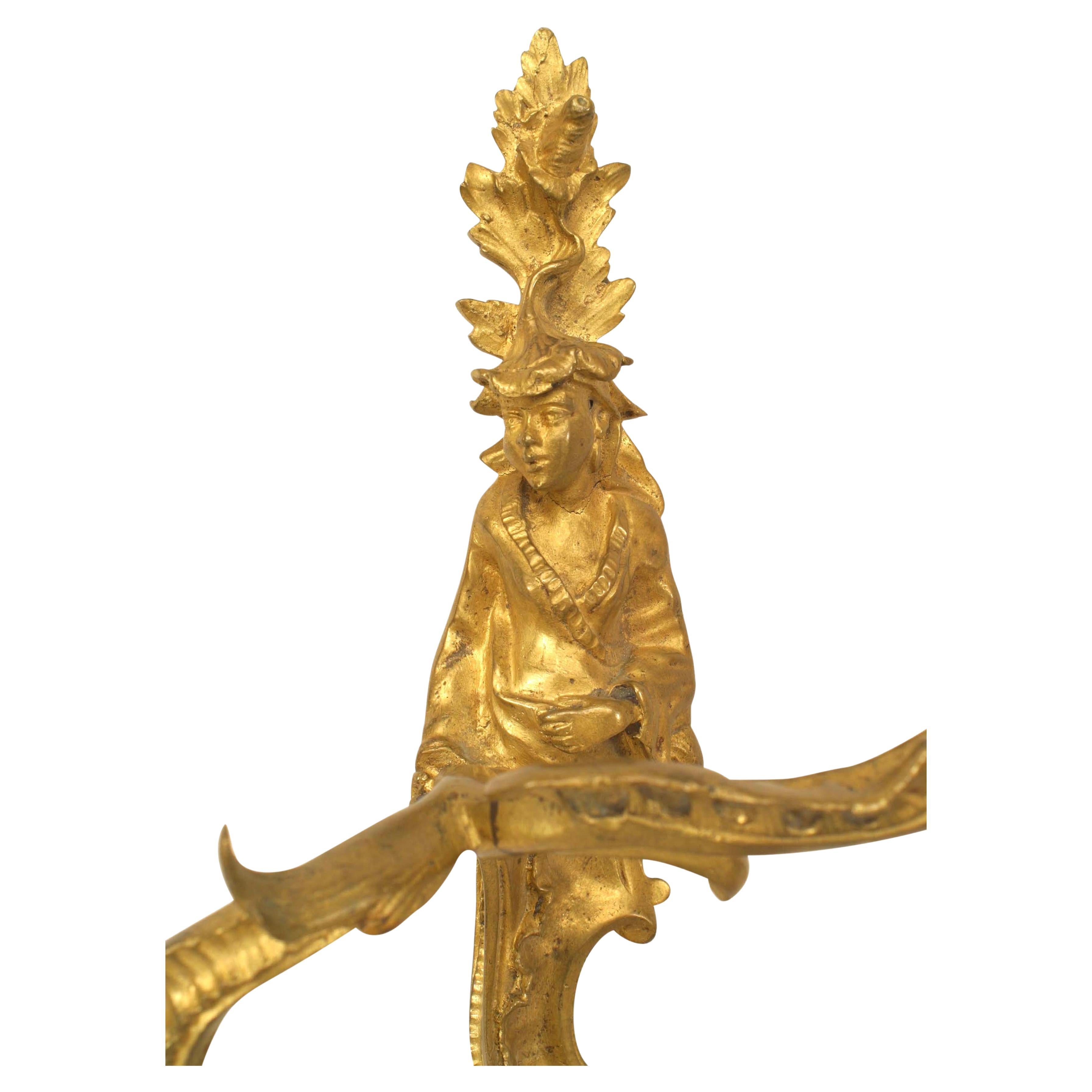 Pair of French Louis XV Style Bronze Wall Sconces