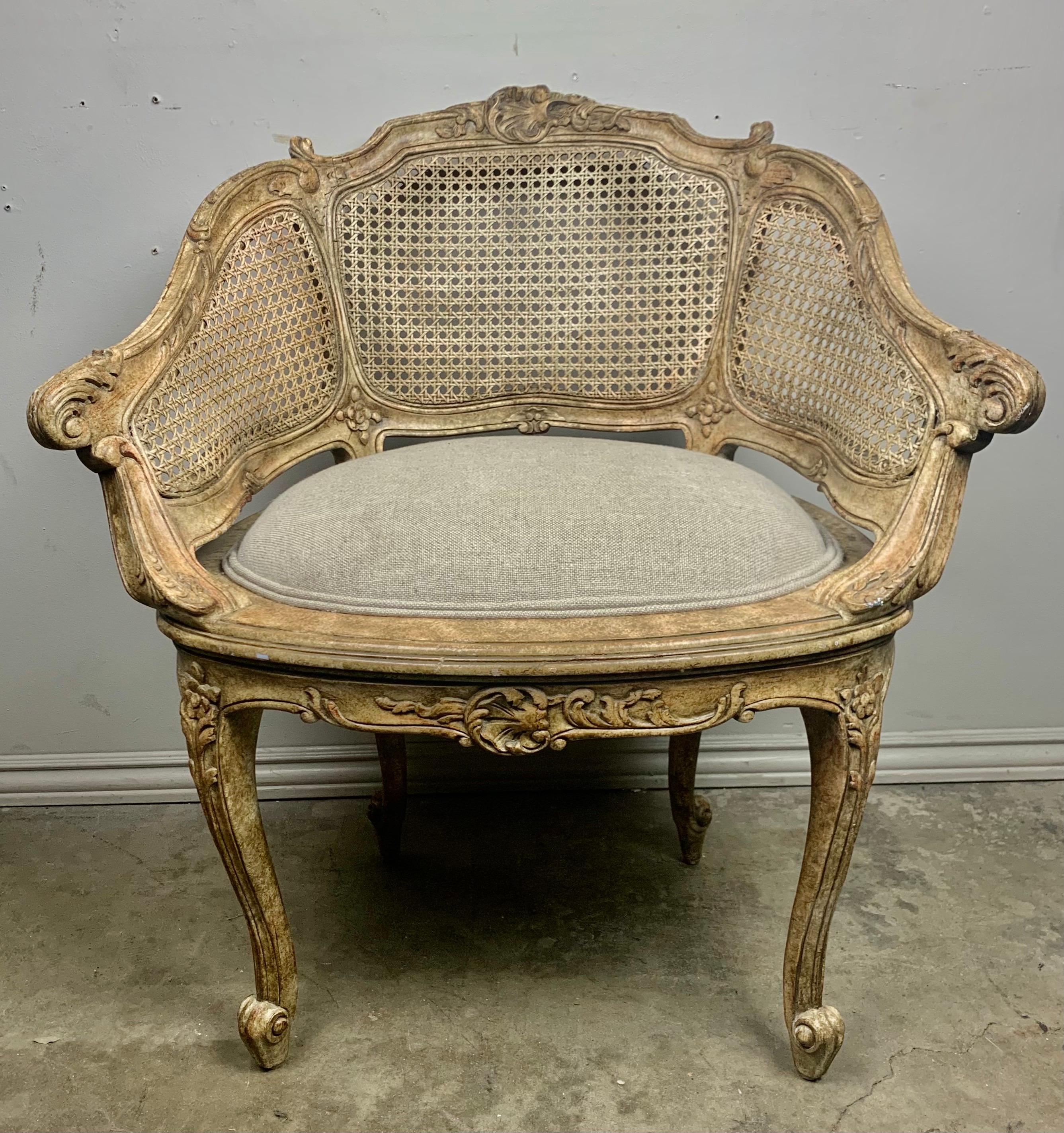 Pair of French Louis XV Style Cane Armchairs, circa 1930 6