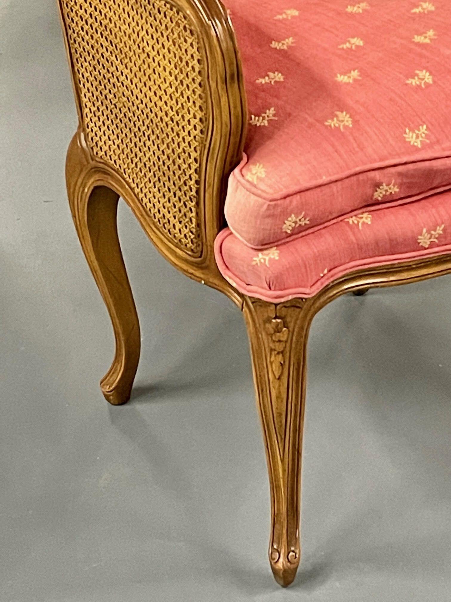 Pair of French Louis XV Style Cane Occasional/Armchairs, Wingbacks, France For Sale 5