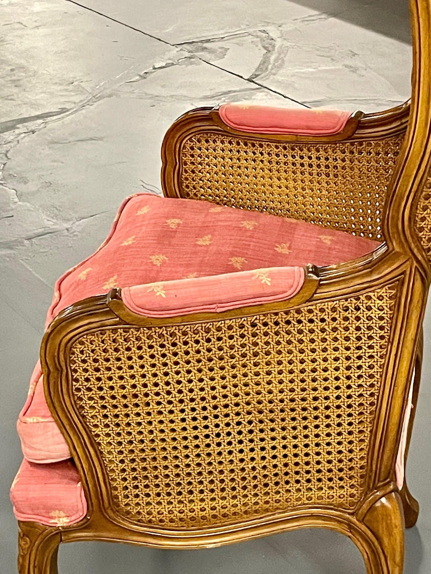 Pair of French Louis XV Style Cane Occasional/Armchairs, Wingbacks, France For Sale 1
