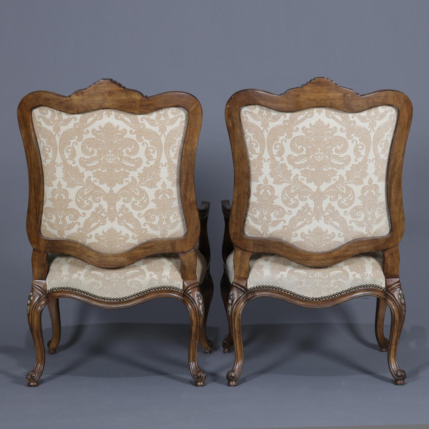 20th Century Pair of French Louis XV Style Carved and Gilt Mahogany Fauteuil Chairs