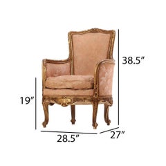 Pair of Antique French Bergère Chairs, Upholstered, 19th Century