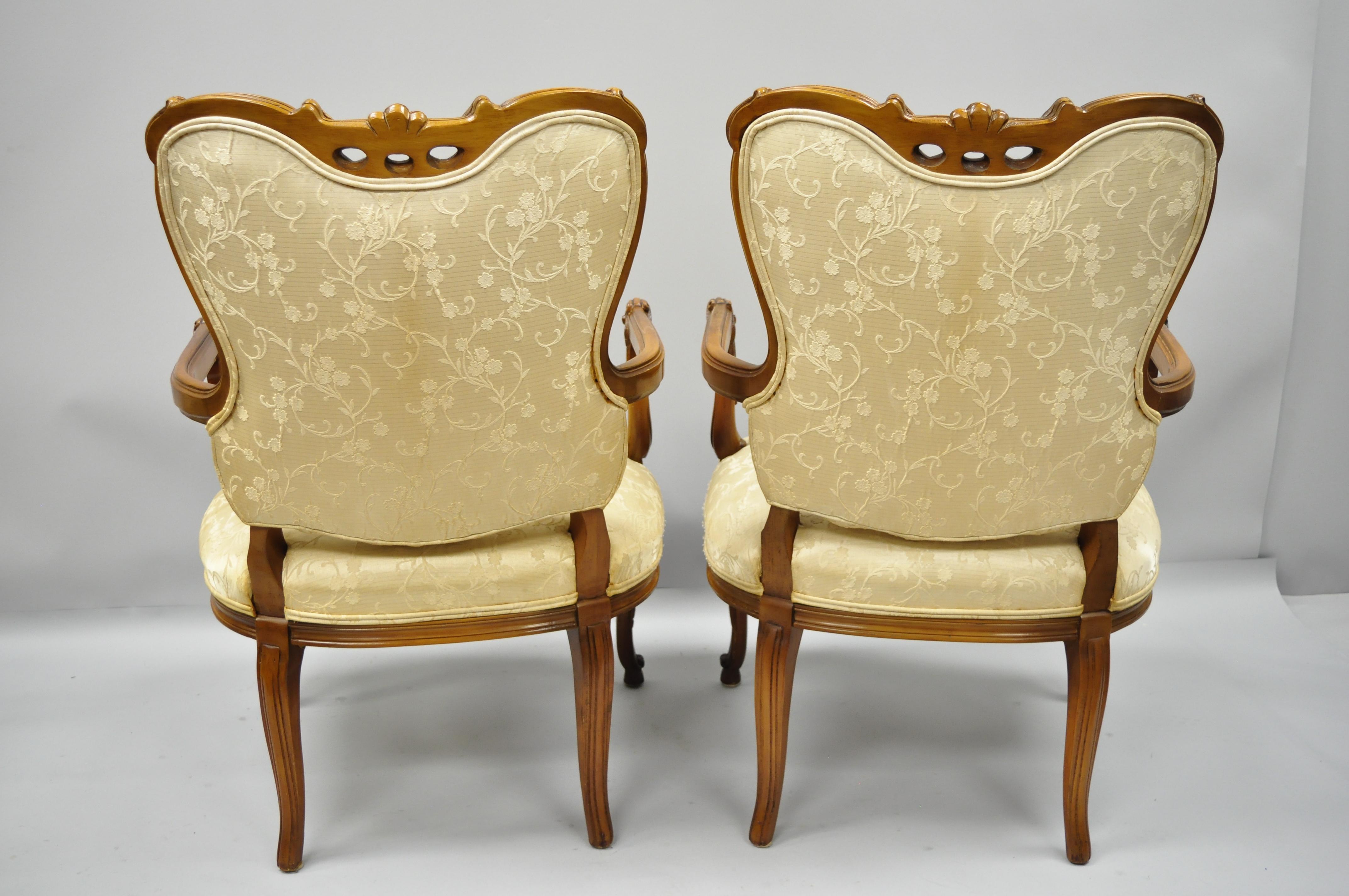 Pair of French Louis XV Style Carved Fireside Armchairs 3
