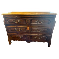 Pair of French Louis XV-Style chests in walnut with alabaster tops