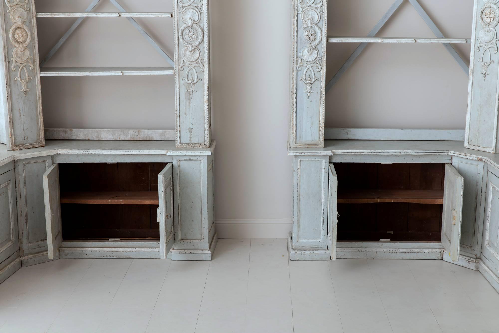 Pair of French Louis XV Style Corner Bookcases 11
