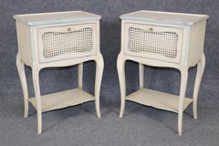 Pair of French Louis XV Style Distressed Paint Decorated Nightstands