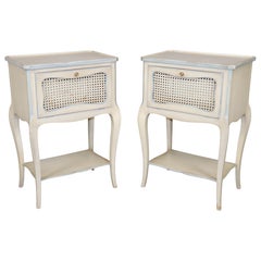 Pair of French Louis XV Style Distressed Paint Decorated Nightstands