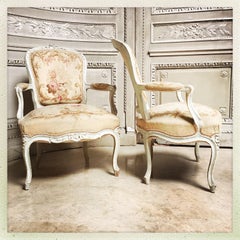 Pair of French Louis XV Style Fauteuils with Aubusson Tapestry