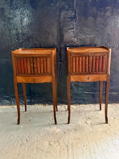 Pair of French Louis XV Style Faux Book/Parquetry Bedside Tables