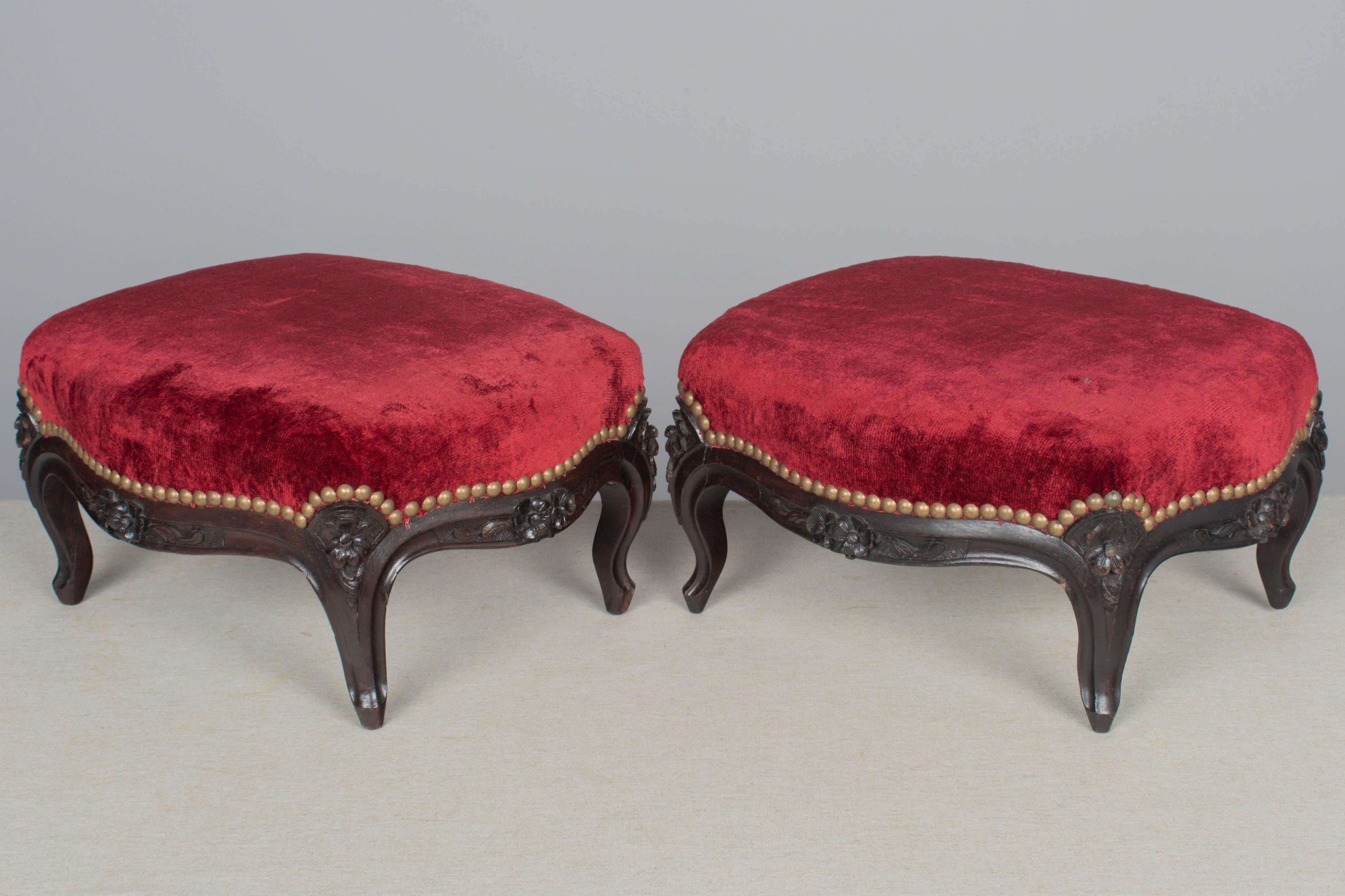 20th Century Pair of French Louis XV Style Foot Stools