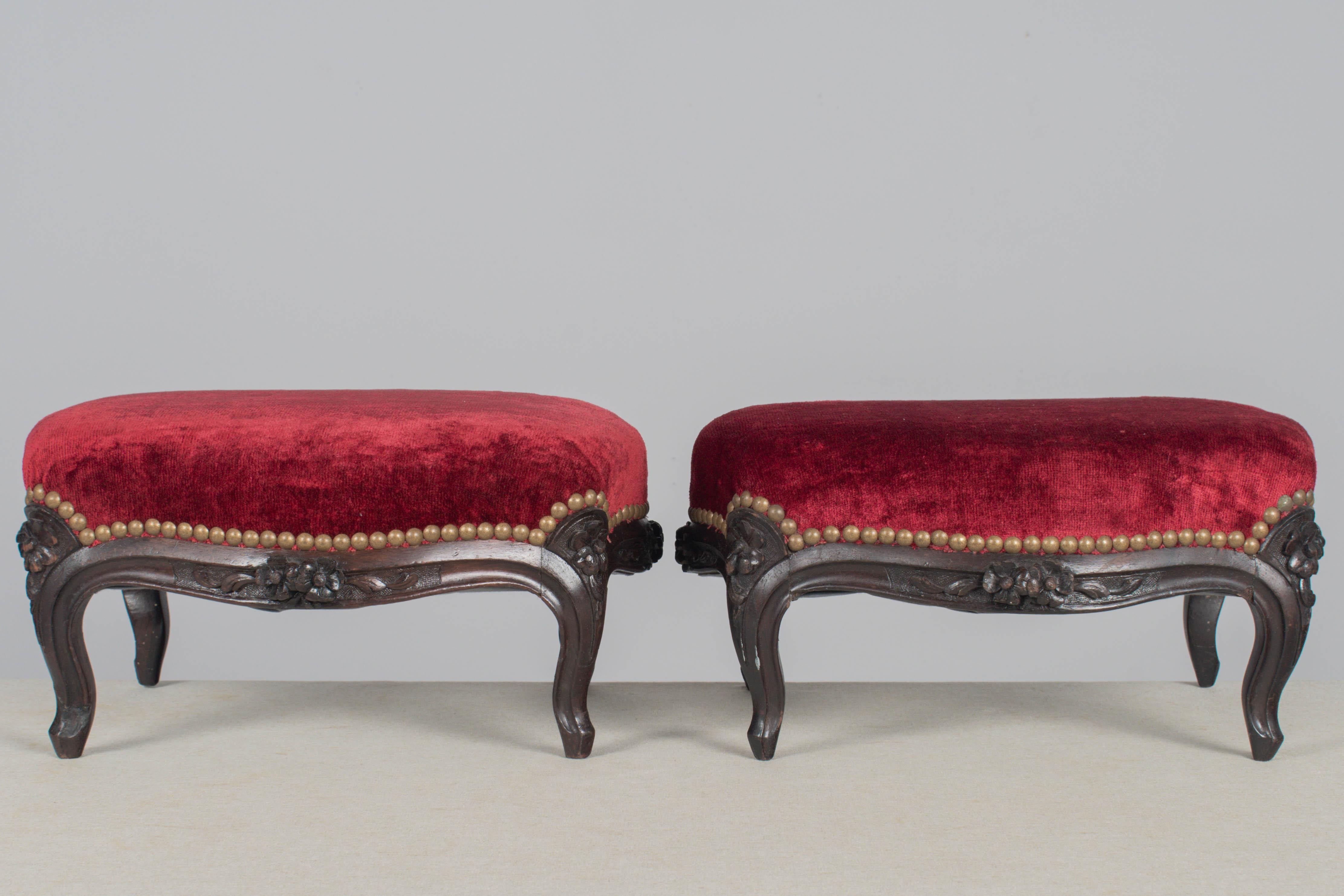 Pair of French Louis XV Style Foot Stools 1