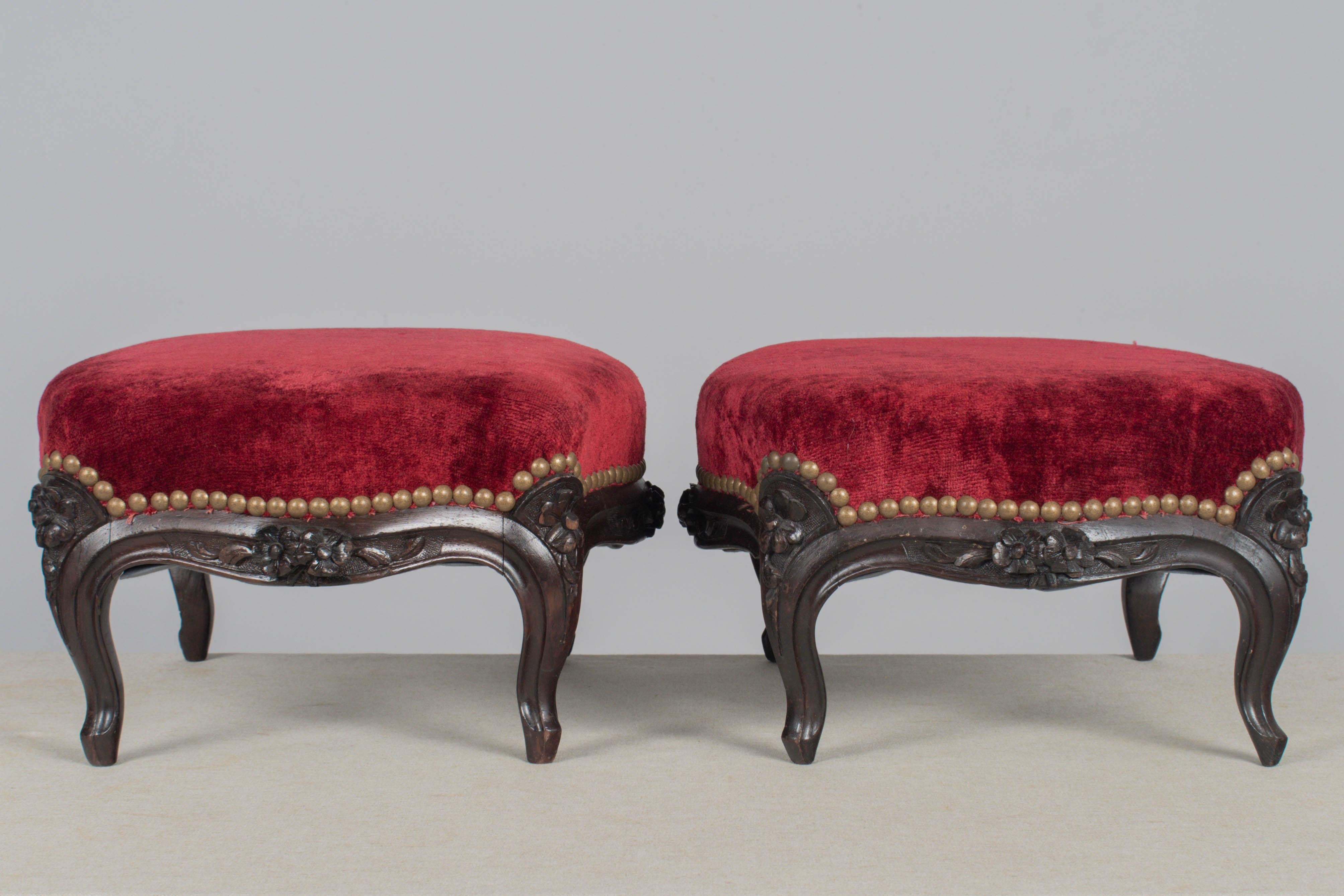 Pair of French Louis XV Style Foot Stools 2
